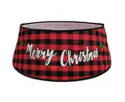 C192 Black Red Checkered Christmas Tree Skirt Christmas Apron Christmas Tree Ring with Gift Box Holiday Home Decoration