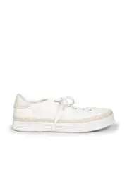 White Leather With Rope Sole Trim Trainers