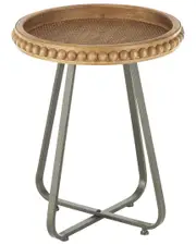 Peyton Lane Beaded Accent Table with Rounded Base & Rattan Accent