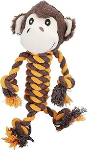 PET Dog Toy Plush Cotton Rope Teeth Cleaning BITE Molar Suitable for Dogs and Cats Duck Monkey (Monkey)
