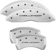 MGP Caliper Covers - Brake Caliper Covers for 2011-2023 Dodge Challenger & 2011-2023 Dodge Charger (Requires Dual Piston Front Caliper) Front and Rear Set - Engraved CHALLENGER Logo (White)