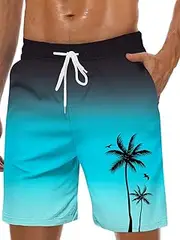 [Lzzidou] Men's Swim Trunks 9 Inch Inseam Bathing Suit Hawaiian Swimsuits Mesh Lining Beach Shorts with Pockets
