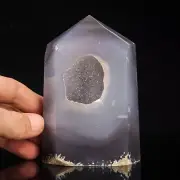 507g109mm Druzy Agate Geode Tower Point Natural Crystal Polished Quartz Healing