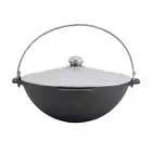 Asian cast iron cauldron with aluminum lid 6 liters. Thickness 3.8 mm