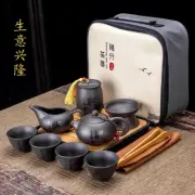 Tea Set Purple Clay Portable Teapot Set Outdoor Tea Cups of Tea Ceremony Teacup