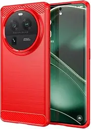 [Eabhulie] Oppo Find X6 Pro Case, Soft Carbon Fiber Brushed TPU Case Cover for Oppo Find X6 Pro Red