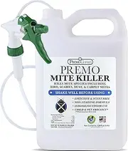 Mite Killer Spray by Premo Guard 128 oz – Treatment for Dust Spider Bird Rat Mouse Carpet and Scabies Mites – Fast Acting 100% Effective – Child & Pet Safe – Best Natural Extended Protection