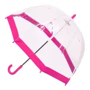 Clifton Kids Pink Border Clear PVC 67cm Dome/Birdcage Umbrella Wind Resistant