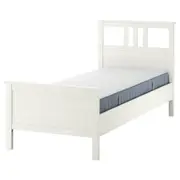HEMNES bed frame with mattress, white stain/Valevåg extra firm, Single