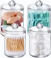 4 Pack Qtip Holder Dispenser for Cotton Ball, Swab, Round 4s