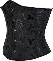 [Hengzhifeng] Underbust Corset Tops for Women Gothic Embroidery Steel Boned Bustiers