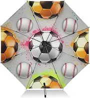 [RPLIFE] Compact Umbrella, Windproof Umbrella, Automatic Open/close, Compact Size for Women Backpacks/Handbags, Soccer Balls Grey
