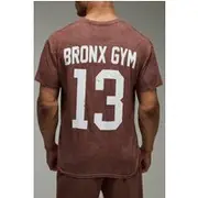 Mens Chocolate Man Active Bronx Gym Oversized Washed T-shirt