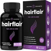 HairFlair - Hair Growth Vitamins with Biotin for Longer, Stronger, Healthier Hair - Hair, Skin and Nails Supplement - for All Hair Types - Premium Formula with Keratin, Collagen, Bamboo, Aloe & More!
