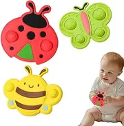 Animal Shaped Teether - 3X Cartoon Teether Animal-Shaped Toy | Aged 0-3 Years Kids Sensory Toy Early Learning Teether for Traveling, Bedroom
