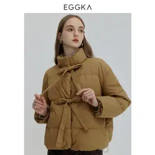 EGGKA簡約棉服外套蝴蝶結綁帶