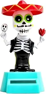 Solar Dancing Figurines, Shaking Head Ornaments, Fun Dashboard Toys, Battery- Motion, Skeleton Design, for Car, Home, Desk, Bedroom, Windowsill, Workplace Decoration