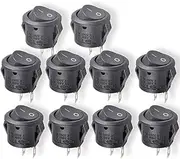 10 PCS Round Rocker Switch On Off, Mini Circle Toggle Switch AC 10A/125V 6A/ 250V, 16.5mm On/Off Button AC Terminal SPST Rocker Switch Waterproof Cap Switcher Round Panel Starter Power Switches, KCD1