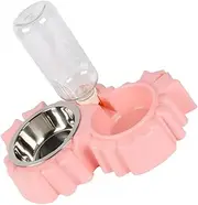 VERDANVERSE Double Dog Bowls with Automatic Waterer Bottle Non Slip Cats Safe Pet Self Feeder for Food Water Indoor Feeding