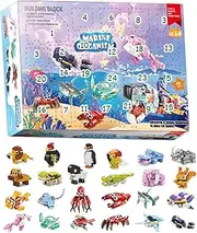 Christmas Advent Calendar 2023 with Sea Animal Building Block Toys 24 Pack Christmas Countdown Calendar for Kids Holiday Xmas Gifts for Teen Boys and Girls