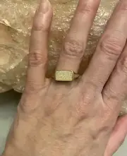 Kendra Scott Gold Plate Glenna Ring in Iridescent Ivory Druzy, Size 6