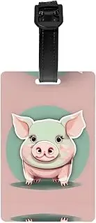 [MDATT] Cute Long Ear Pig Print Luggage Tags for Suitcase Tag with Identifier Name Label Id Card Baggage Tag