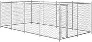 76 x 38 x 19 cm Outdoor Dog Kennel, Heavy Duty Galvanised Steel Dog Fence with Secure Lock for Outside Large Dogs Pen, Silver