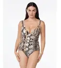 Bleu|Rod Beattie Plunge over the shoulders tankin animal print RBWS22493 Size 10