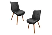 HomeStar Set Of 2 Mali PU Leather Kitchen Dining Chair Timber Legs Black/Natural