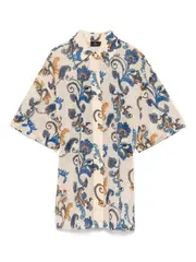 [Etro] Etro-Camicia In Cotone A Maniche Corte Con Stampa Floreale-Donna 44 IT