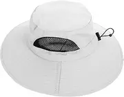 [Yardwe] Fishing Gardening Hat with Wide Brim for UV Protection Cooling Sun Hat for Summer Outdoor Activities Like Hiking Camping and Fishing Unisex Design with Drawstring for Secure Fit Light Grey