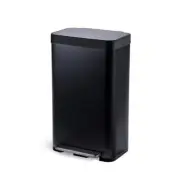 Home Zone Living Step-On Trash Can 18.5-GA Stainless Steel Black w/ Soft Lid