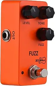 ZORY Guitar Fuzz Effects Pedal Level/Tone/Fuzz Versatile Controls DC 9V 6.35mm Input/Output face Al num Alloy Electric Guitar Fuzz Effector with True Bypass O One Size