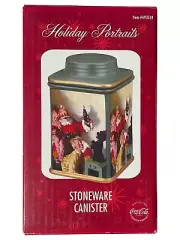 Coca Cola Sakura Stoneware Canister with Santa Claus & A Coke, Green