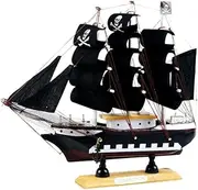 rockible Nautical Wooden Handcrafted Ship Model Pirate Sailing Boat Replica, Black, as described