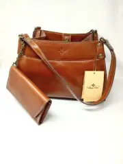 NEW Patricia Nash Heritage Segovia Tote + Clutch Wallet Brown Leather