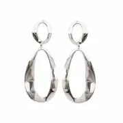 925 Solid Sterling Silver Teardrop Thread Dangling Stud Earrings - Open...