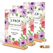 3 Pack Acrylic Sign Holder L/T Shape Clear Acrylic Frames Wood Base Table Men...