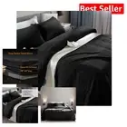 6-Piece Luxury Black Microfiber Bed Sheet Set - 1800 Thread Count, Full Size