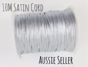 10m SILVER satin nylon cord 2mm DIY rattail jewellery beading string rope Craft