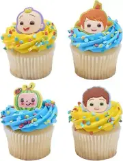 CoComelon Playtime Rings | 24 Cupcake Toppers Featuring JJ, YoYo & TomTom | Deco