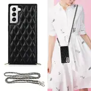 Rhombus Leather Shoulder Bag Phone Case Compatible Samsung S20 ,samsung Metal Chain Soft Edge Phone Case For Girl And Woman