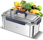 xinyee Food Storage Containers with Lids Airtight Food Grade 316 Stainless Steel Large Capacity Leakproof Kitchen Storage Container with Date Indicator Sealing Ring Hidden Handle Oven Microwave Safe
