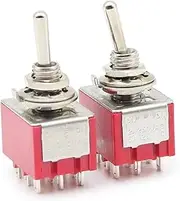 KLVN 5PCS MTS-302 Red 6MM Toggle Switch Mini 9PIN Switches 2/3 Position Latching Switch MTS-303 SPDT ON-Off -ON Waterproof Cap(MTS-303)