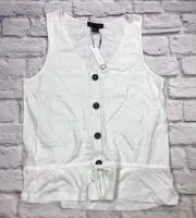 Sanctuary Womens White Heartstrings Button Front Tank Top Size Medium