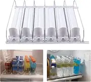 SustVita Drink Organizer for Fridge, Self Pushing Adjustable Width Soda Can Dispenser, 6 Rows Large Capacity Easy Slide Drink Holder (White)