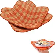 ULVEOL Set of 2 Orange White 7" sq. x 4" H Soup Cozy Potholders Polyester Bowls Hot Pads - Safe Microwave Bowl Holders for Hot Food - Hot Pot Bowl Warmer Cozy Holder for Cute Plates - Microwave Bowls