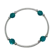 December BLUE ZIRCON Birthstone Bracelet - Swarovski Crystal – 8mm - Sterling Silver