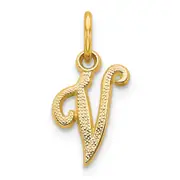10K Yellow Gold Initial V Charm