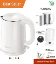 1.0L Cordless Electric Kettle - Cool Touch, Boil-Dry Protection for Safe Brewing